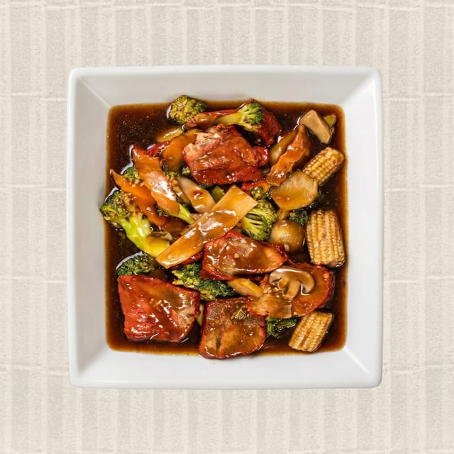 Roast Pork with Broccoli.